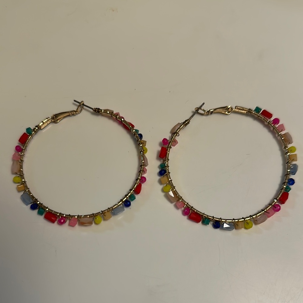 Francesca's Collections Red and Pink Hoop Earrings